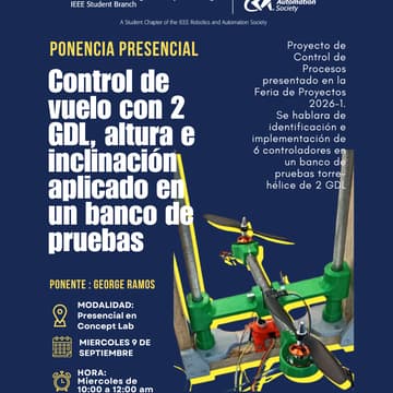 Cover Image for Control de vuelo con 2 GDL, altura e inclinación aplicado en un banco de pruebas