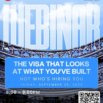 Cover Image for The visa that looks at what you've built, not who's hiring you.