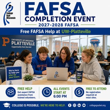 Cover Image for College Goal Wisconsin — Free FAFSA Help at UW–Platteville