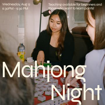Cover Image for Mahjong Night (Beginner friendly!)