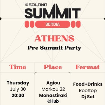Cover Image for Solana Athens: Pre-Summit Warmup