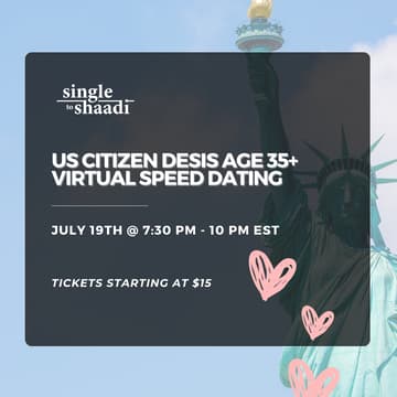 Cover Image for US Citizen Desis Age 35+ Virtual Speed Dating