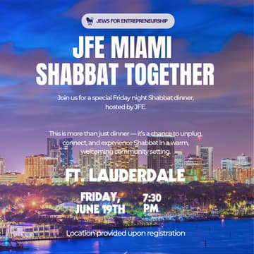 Cover Image for Shabbat Together: JFE Miami Friday Night Dinner