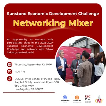 Cover Image for 2026-27 Sunstone Economic Development Challenge @ USC Price: Networking Mixer