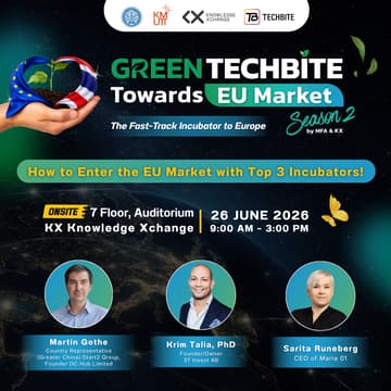 Cover Image for GREEN TECHBITE Towards EU Market Season 2 | Onsite Workshop 3 : Pitching & Networking