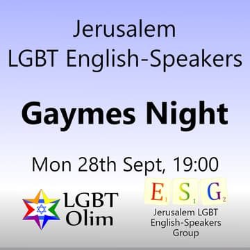 Cover Image for Jerusalem LGBT English-Speakers Gaymes Night - Mon 28th Sept