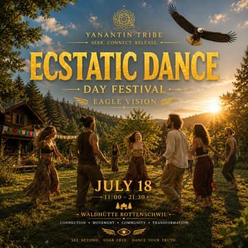 Cover Image for DAY FESTIVAL · ECSTATIC DANCE PARTY ZÜRICH · WORLD MUSIC · CACAO · SINGING CIRCLE · SHARING CIRCLE · POTLUCK · BBQ · FAMILY FRIENDLY