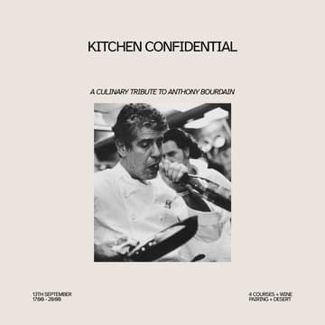 Cover Image for Warsaw Supper Club: Kitchen Confidential, A Culinary Tribute To Anthony Bourdain