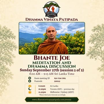 Cover Image for Meditation & Dhamma Discussion With Bhante Joe (via Zoom)