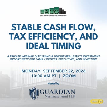 Cover Image for September 22 : Stable Cash Flow, Tax Efficiency, And Ideal Timing Webinar