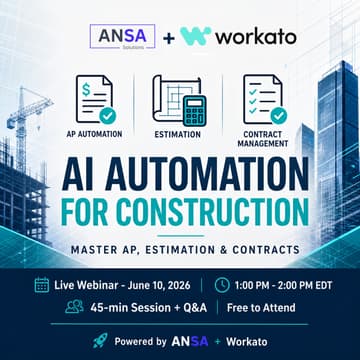 Cover Image for AI Orchestration for Engineering & Construction: Automate AP, Estimation & Contracts – Live Webinar