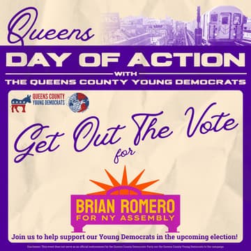 Cover Image for Brian Romero for Assembly Day of Action! | Queens Young Dems & QCYD Latino Caucus
