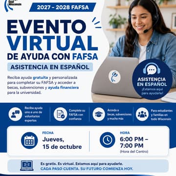 Cover Image for Free FAFSA Virtual Help Session (Spanish-Language Assistance) | 2027-2028 FAFSA