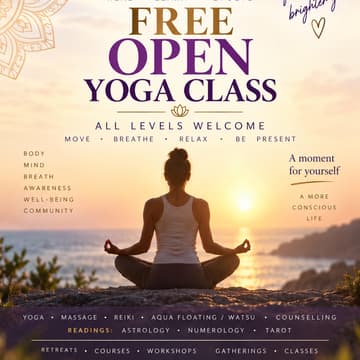 Cover Image for Free Open Yoga Class – Hatha Yoga, Breathwork & Relaxation