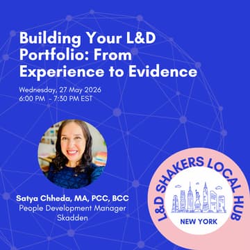 Cover Image for NYC Meet Up #22 – Building your L&D Portfolio: From Experience to Evidence