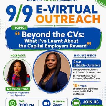 Cover Image for 9/9: Lagos Idealist Virtual Outreach: Beyond The CV's; What I've Learnt About The Employers Reward