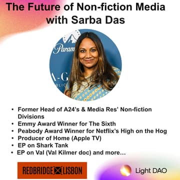 Cover Image for Light Dao Salon: An Evening with Sarba Das, former Head of A24 & Media Res' Nonfiction divisions (Lisbon)