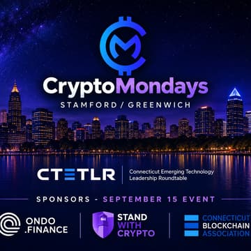 Cover Image for CryptoMondays Stamford/Greenwich - Tuesday, September 15 with Alden Knowlton, Invariant, on Midterms, Clarity Act & DC Buzz + special guest