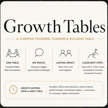 Cover Image for GrowthTables - A Curated Founders, Funders & Builders Lunch
