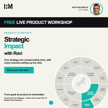 Cover Image for FREE LIVE with Ravi Mehta: Strategic Impact — Become a Top 1% Builder