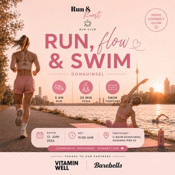 Cover Image for Golden Hour run, Yoga & swim 🏃‍♀️🧘🏼‍♀️🐬| Free Goodies Barebells Proteinriegel & Vitamin Well
