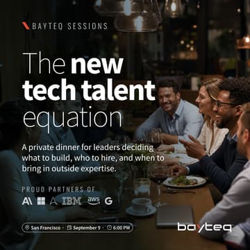 Cover Image for Private dinner: The New Tech Talent Equation | Leaders deciding what to build in-house, who to hire, and when to bring in external experts