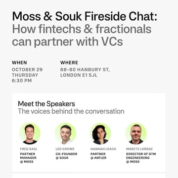 Cover Image for Moss & Souk Fireside Chat: How fintechs & fractionals can partner with VCs
