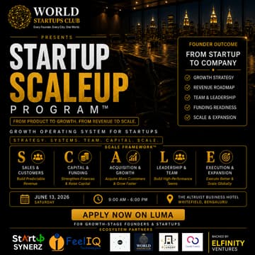 Cover Image for STARTUP SCALEUP PROGRAM™ | From Product to Growth. | From Revenue to Scale.