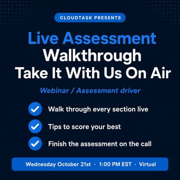 Cover Image for Live Assessment Walkthrough: Take It With Us On Air — Wed, Oct 21, 1:00 PM EST