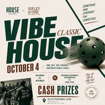 Cover Image for Vibe House Classic Pickleball Tournament Gen Admin Ticket