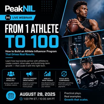 Cover Image for Build Athlete Influencer Programs at Scale on PeakNIL - From your first athlete partnership to hundreds of athlete creators