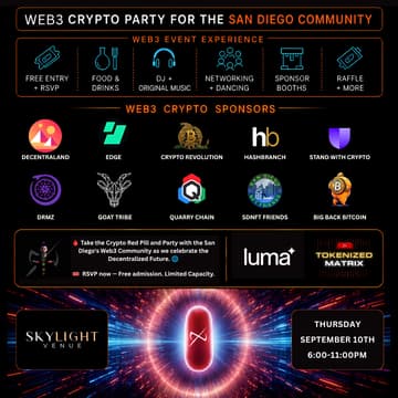 Cover Image for TOKENIZED MATRIX🩸 WE₿3 SAN DIEGO CRYPTO PARTY🌐