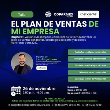 Cover Image for Taller-El Plan de Ventas de mi Empresa