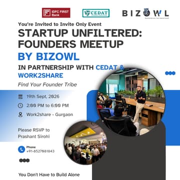 Cover Image for Startup Unfiltered: Founders Meetup by Bizowl