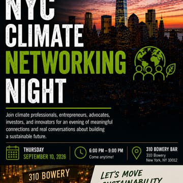 Cover Image for September 4Ward NYC Climate Networking Event @ 310 Bowery Bar