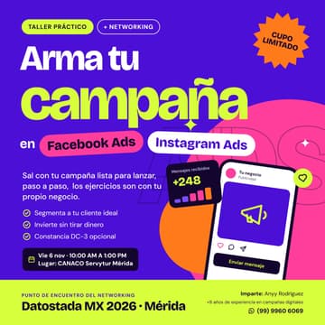 Cover Image for Arma tu campaña en Facebook e Instagram Ads 🚀 | Taller + Networking