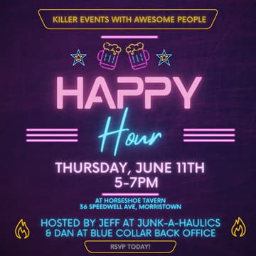 Cover Image for Happy Hour in Morristown (Hosted by Junk-A-Haulics & Blue Collar Back Office)
