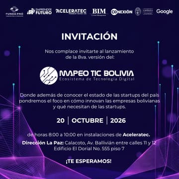 Cover Image for Lanzamiento del Mapeo TIC Bolivia 2026: Ecosistema de Tecnología Digital - La Paz