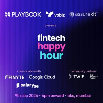 Cover Image for Fintech Happy Hour presented by Playbook, Vobiz and Assurekit | Mumbai • 9th Sep 2026