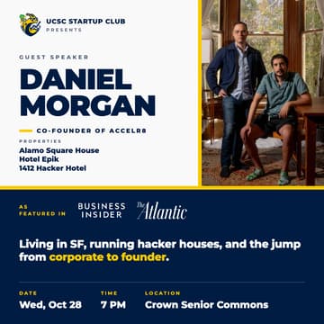 Cover Image for Speaker: Daniel Morgan, SF Accelr8 Hacker House Founder