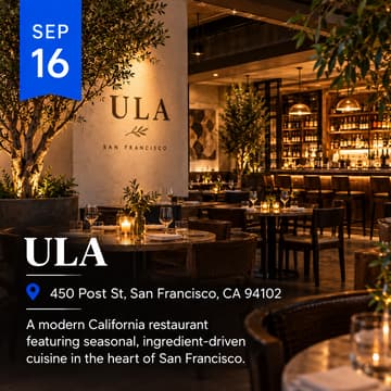 Cover Image for Dinner at ULA Restaurant & Tapas Bar