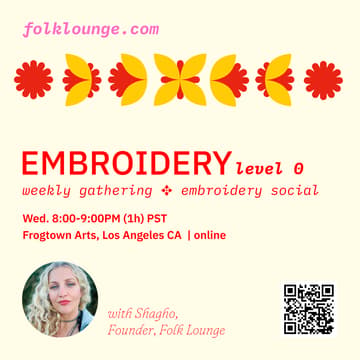 Cover Image for Hand Embroidery Group Class Level 0 ✥ Embroidery Social