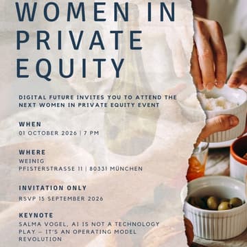 Cover Image for Digital Future's Women in Private Equity Dinner: Keynote by Salma Vogel "AI is not a technology play – it’s an operating model revolution"