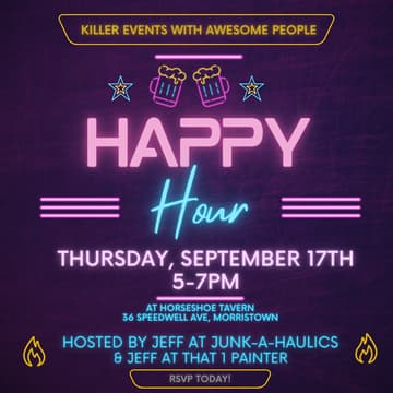 Cover Image for Happy Hour in Morristown (Hosted by Junk-A-Haulics & That 1 Painter)