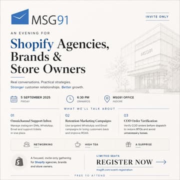 Cover Image for MSG91 | An Evening for Shopify Agencies, Brands & Store Owners