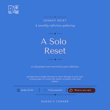 Cover Image for Sunday Reset: A Solo Reset