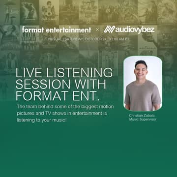 Cover Image for AUDIOVYBEZ x FORMAT ENTERTAINMENT LISTENING SESSION OCTOBER 24 | 11 AM–1 PM PT