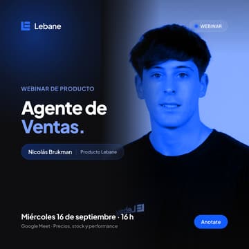 Cover Image for Agente de Ventas: precios, stock y performance comercial — Webinar Lebane