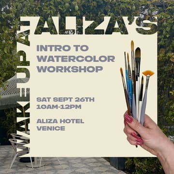 Cover Image for 9/26 Intro to Watercolor Workshop at Aliza Hotel in Venice