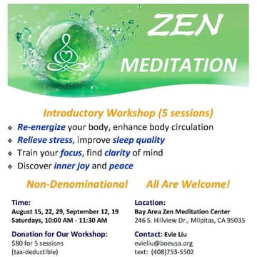 Cover Image for 5-Session Introductory Zen Meditation Workshop